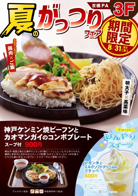 京橋PA（西行3F）　レストラン　神戸ケンミン焼きビーフンとカオマンガイのコンボプレート